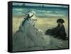 On the Beach. 1873-Edouard Manet-Framed Stretched Canvas