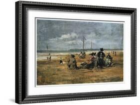 On the Beach, 1880-Eugene Louis Boudin-Framed Giclee Print