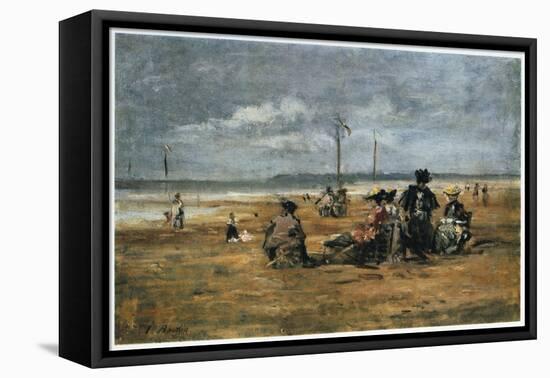 On the Beach, 1880-Eugene Louis Boudin-Framed Stretched Canvas