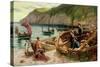 On the Beach, 1880-Cesare Dell'acqua-Stretched Canvas