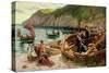 On the Beach, 1880-Cesare Dell'acqua-Stretched Canvas