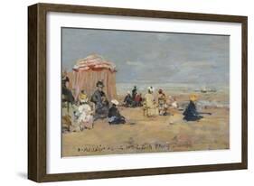 On the Beach, 1894 (Oil on Wood)-Eugene Louis Boudin-Framed Giclee Print