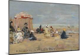 On the Beach, 1894 (Oil on Wood)-Eugene Louis Boudin-Mounted Giclee Print