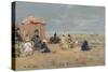On the Beach, 1894 (Oil on Wood)-Eugene Louis Boudin-Stretched Canvas