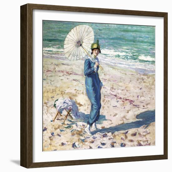 On the Beach, 1913-Frederick Carl Frieseke-Framed Art Print