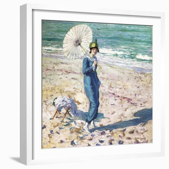 On the Beach, 1913-Frederick Carl Frieseke-Framed Art Print