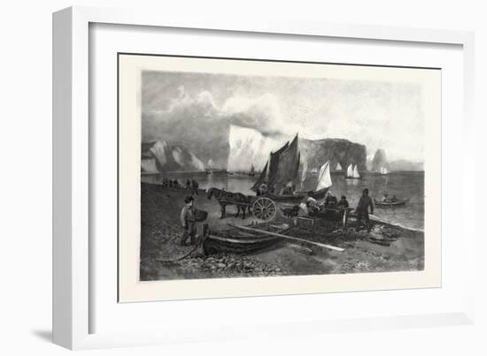 On the Beach at Perce, Canada, Nineteenth Century-null-Framed Giclee Print