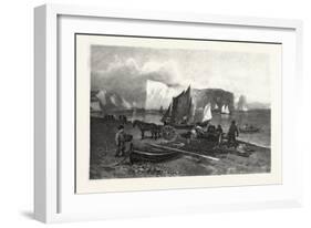 On the Beach at Perce, Canada, Nineteenth Century-null-Framed Giclee Print