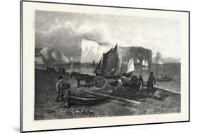 On the Beach at Perce, Canada, Nineteenth Century-null-Mounted Giclee Print