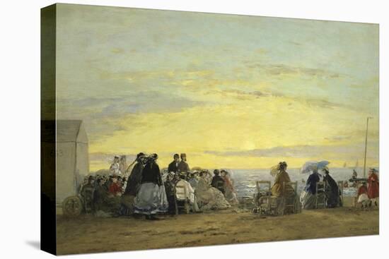 On the Beach at Sunset-Eugène Boudin-Stretched Canvas