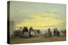 On the Beach at Sunset-Eugène Boudin-Stretched Canvas