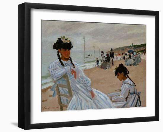 On the Beach at Trouville, 1870-71-Claude Monet-Framed Giclee Print