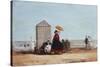 On the Beach at Trouville; Sur La Plage De Trouville, 1865-Eug?ne Boudin-Stretched Canvas