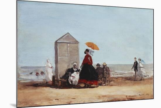 On the Beach at Trouville; Sur La Plage De Trouville, 1865-Eug?ne Boudin-Mounted Giclee Print