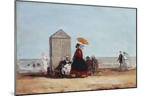 On the Beach at Trouville; Sur La Plage De Trouville, 1865-Eug?ne Boudin-Mounted Giclee Print