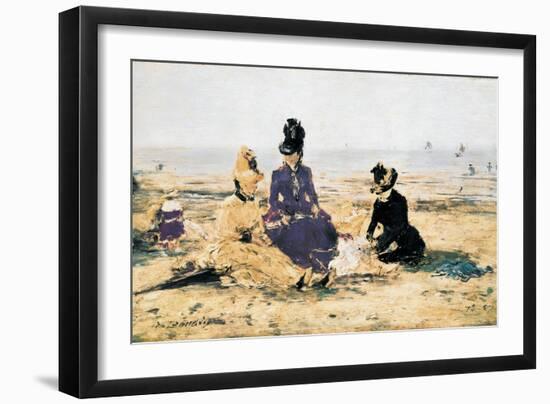 On the Beach at Trouville-Eug?ne Boudin-Framed Art Print