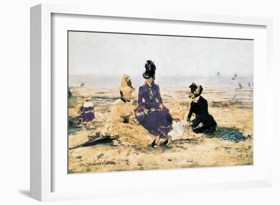 On the Beach at Trouville-Eug?ne Boudin-Framed Art Print