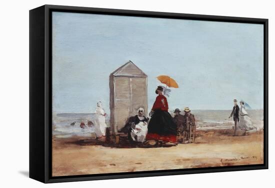 On the Beach at Trouville-Eug?ne Boudin-Framed Stretched Canvas