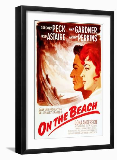 On the Beach, from Left: Gregory Peck, Ava Gardner, on French Poster Art, 1959-null-Framed Art Print