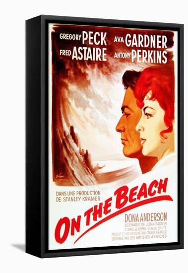 On the Beach, from Left: Gregory Peck, Ava Gardner, on French Poster Art, 1959-null-Framed Stretched Canvas