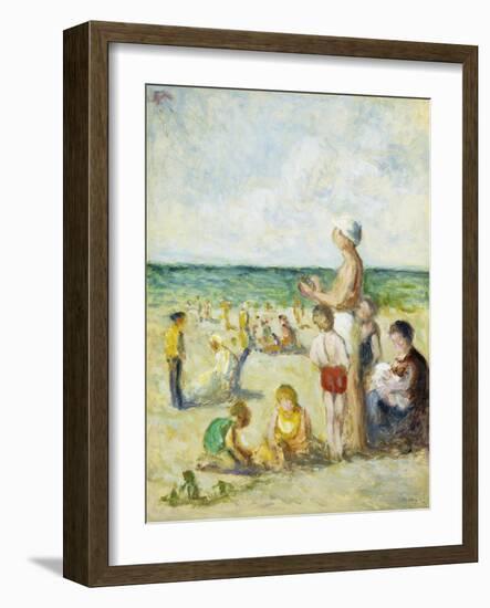 On the Beach in Normandy-Maximilien Luce-Framed Giclee Print