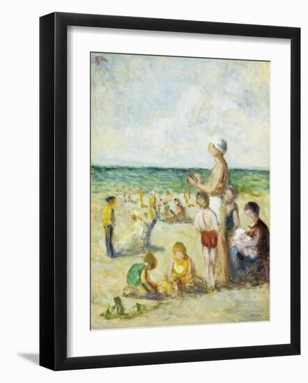 On the Beach in Normandy-Maximilien Luce-Framed Giclee Print