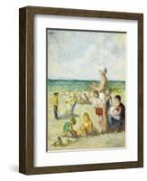 On the Beach in Normandy-Maximilien Luce-Framed Giclee Print