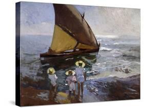 On the Beach, Valencia-Joaquín Sorolla y Bastida-Stretched Canvas