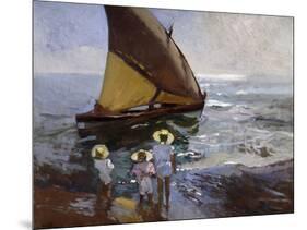 On the Beach, Valencia-Joaquín Sorolla y Bastida-Mounted Giclee Print