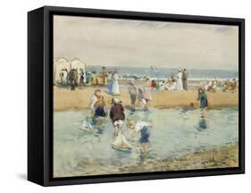 On the Beach, Whitley Bay-John Atkinson-Framed Stretched Canvas