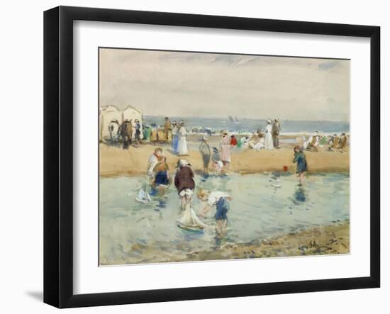 On the Beach, Whitley Bay-John Atkinson-Framed Giclee Print