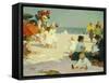 On the Beach-Edward Henry Potthast-Framed Stretched Canvas