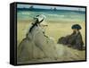 On the Beach-Edouard Manet-Framed Stretched Canvas