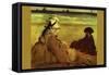 On The Beach-Edouard Manet-Framed Stretched Canvas