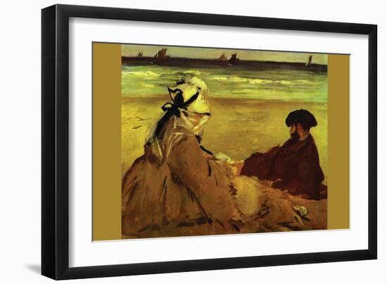 On The Beach-Edouard Manet-Framed Art Print