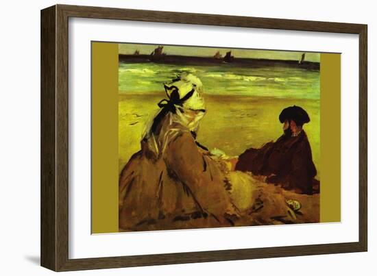 On The Beach-Edouard Manet-Framed Art Print
