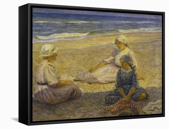 On the Beach-Johannes Martin Fastings Wilhjelm-Framed Stretched Canvas