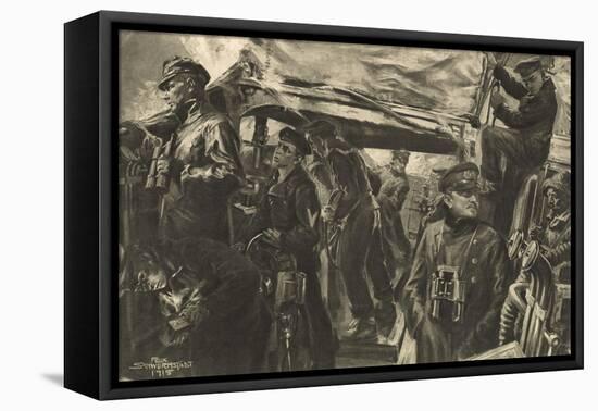On the Bridge of a Torpedo Boat During the Night Reconnaisance-Felix Schwormstadt-Framed Stretched Canvas