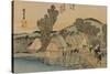 On the Bridge Two Servants Carrying a Covered Carrying Case-Utagawa Hiroshige-Stretched Canvas