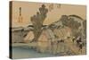 On the Bridge Two Servants Carrying a Covered Carrying Case-Utagawa Hiroshige-Stretched Canvas