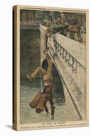 On the Brink of Suicide, Illustration from 'Le Petit Journal', Supplement Illustre, 19th June 1910-French School-Stretched Canvas