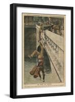 On the Brink of Suicide, Illustration from 'Le Petit Journal', Supplement Illustre, 19th June 1910-French School-Framed Giclee Print