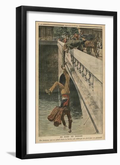 On the Brink of Suicide, Illustration from 'Le Petit Journal', Supplement Illustre, 19th June 1910-French School-Framed Giclee Print