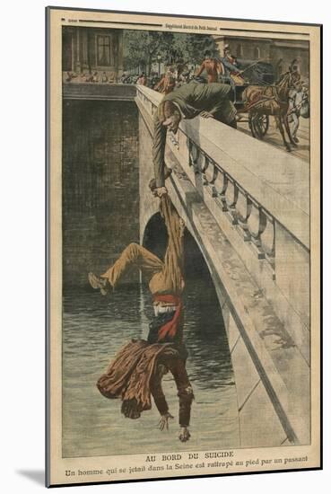 On the Brink of Suicide, Illustration from 'Le Petit Journal', Supplement Illustre, 19th June 1910-French School-Mounted Giclee Print