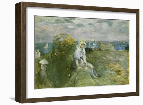 On the Cliff at Portrieux-Berthe Morisot-Framed Giclee Print