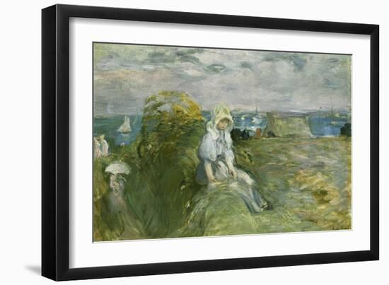 On the Cliff at Portrieux-Berthe Morisot-Framed Giclee Print