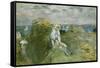 On the Cliff at Portrieux-Berthe Morisot-Framed Stretched Canvas