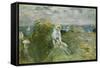 On the Cliff at Portrieux-Berthe Morisot-Framed Stretched Canvas