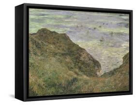 On the Cliff at Pourville-Claude Monet-Framed Stretched Canvas