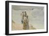 On the Cliff, Cullercoats, C.1881-82 (W/C & Charcoal on Wove Paper)-Winslow Homer-Framed Giclee Print